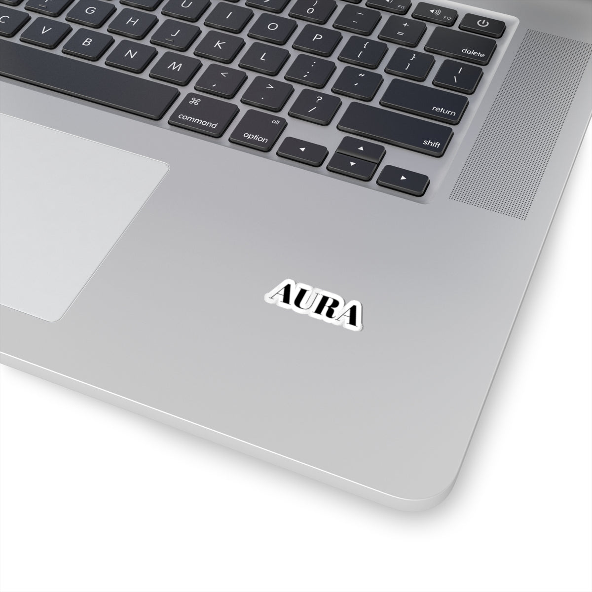 AURA Kiss-Cut Sticker — Minimal Black Serif Laptop Decal