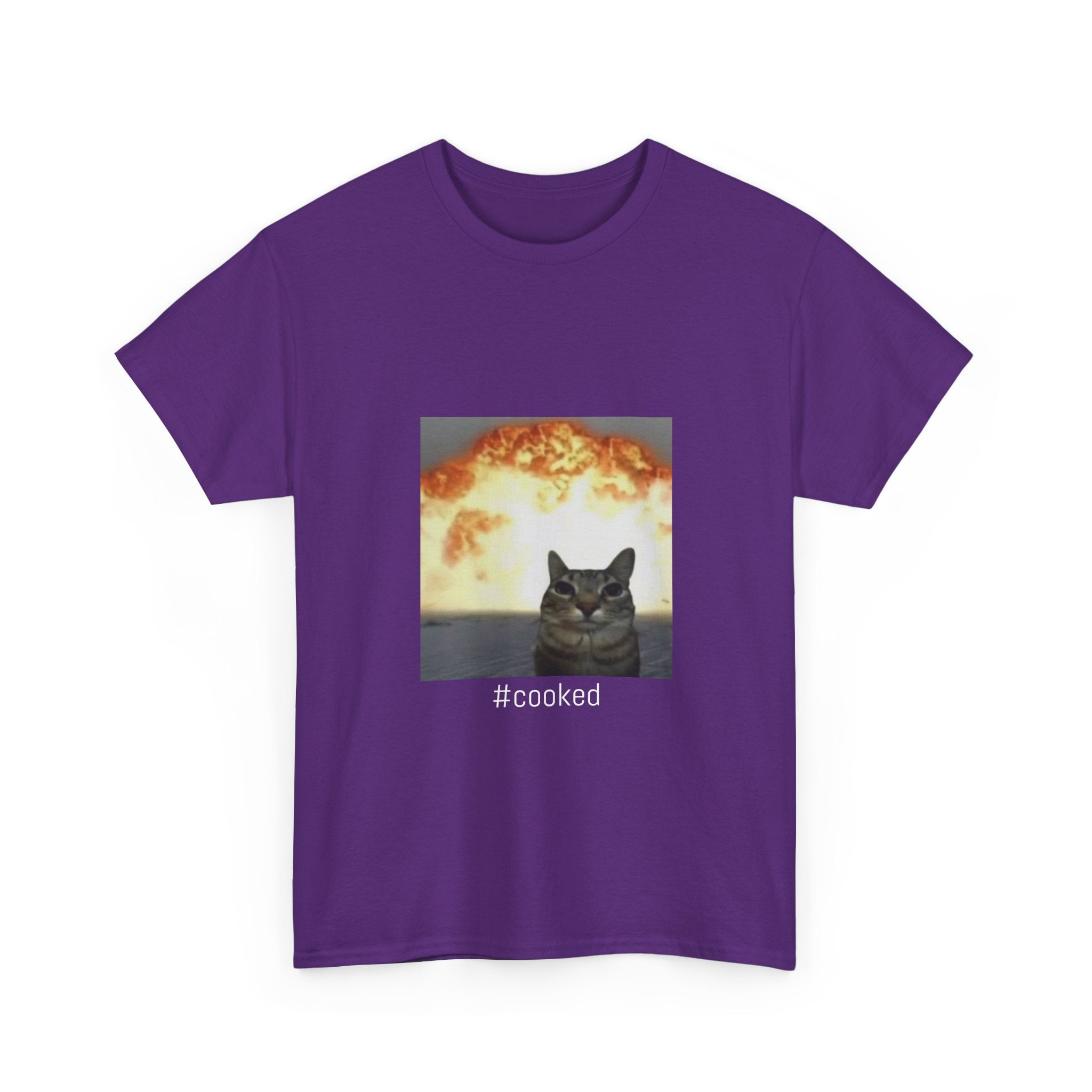 T-Shirt — #cooked Cat Meme Tee (Apocalyptic Cat Graphic)