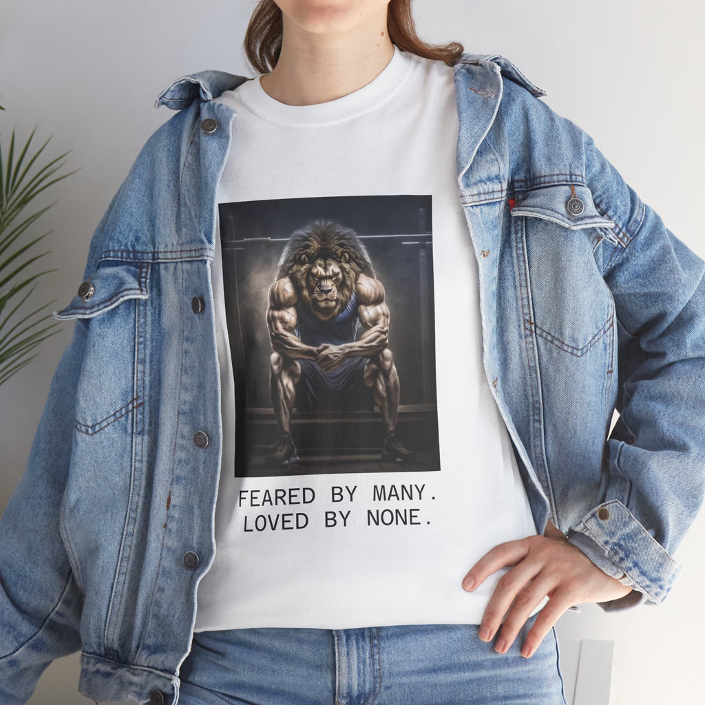 Lion Portrait Tee — "Feared by Many, Loved by None" Graphic T-Shirt