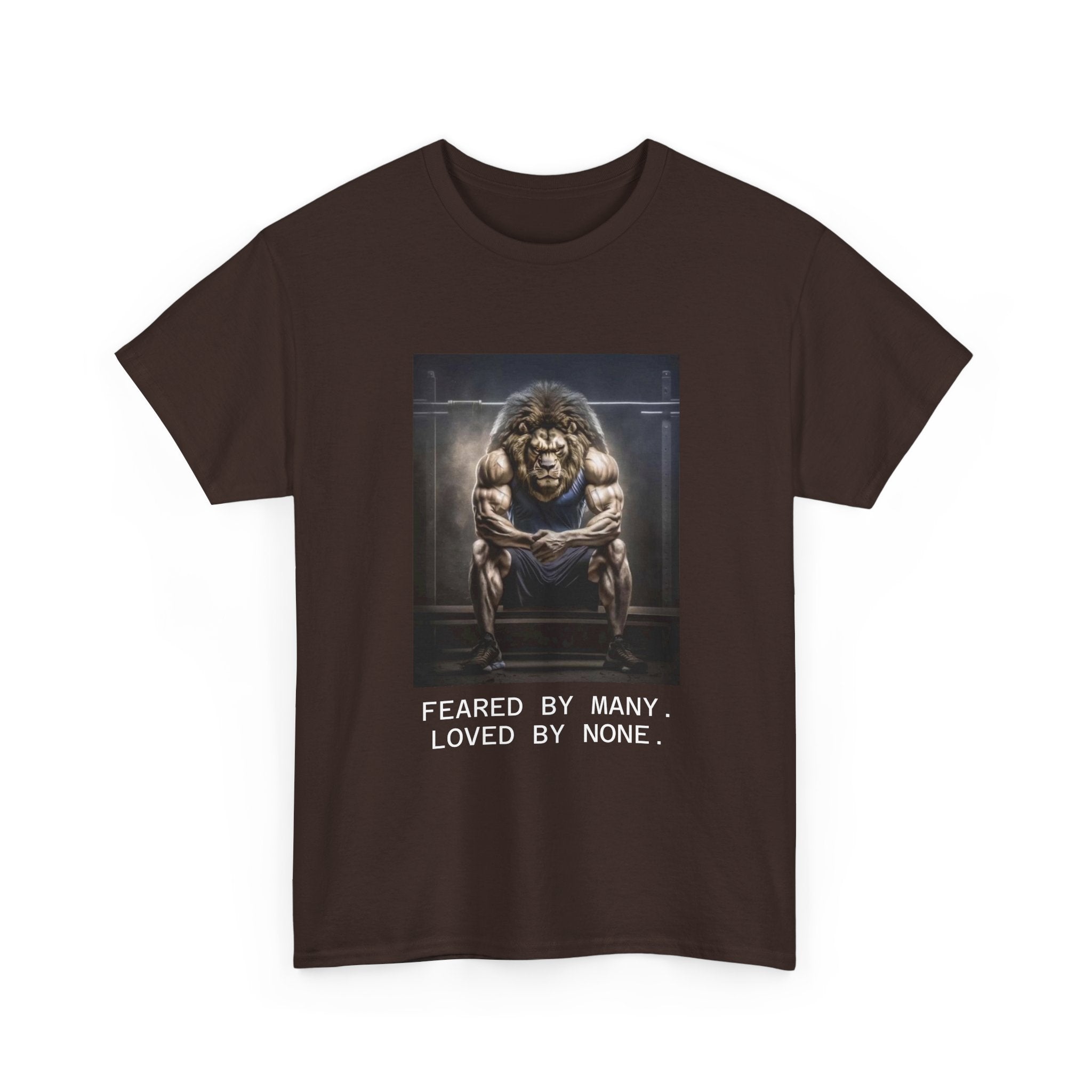 Lion Portrait Tee — "Feared by Many, Loved by None" Graphic T-Shirt