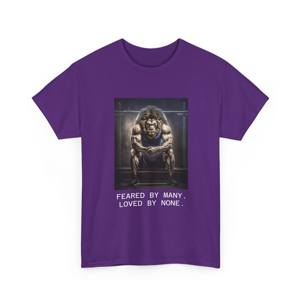 Lion Portrait Tee — "Feared by Many, Loved by None" Graphic T-Shirt