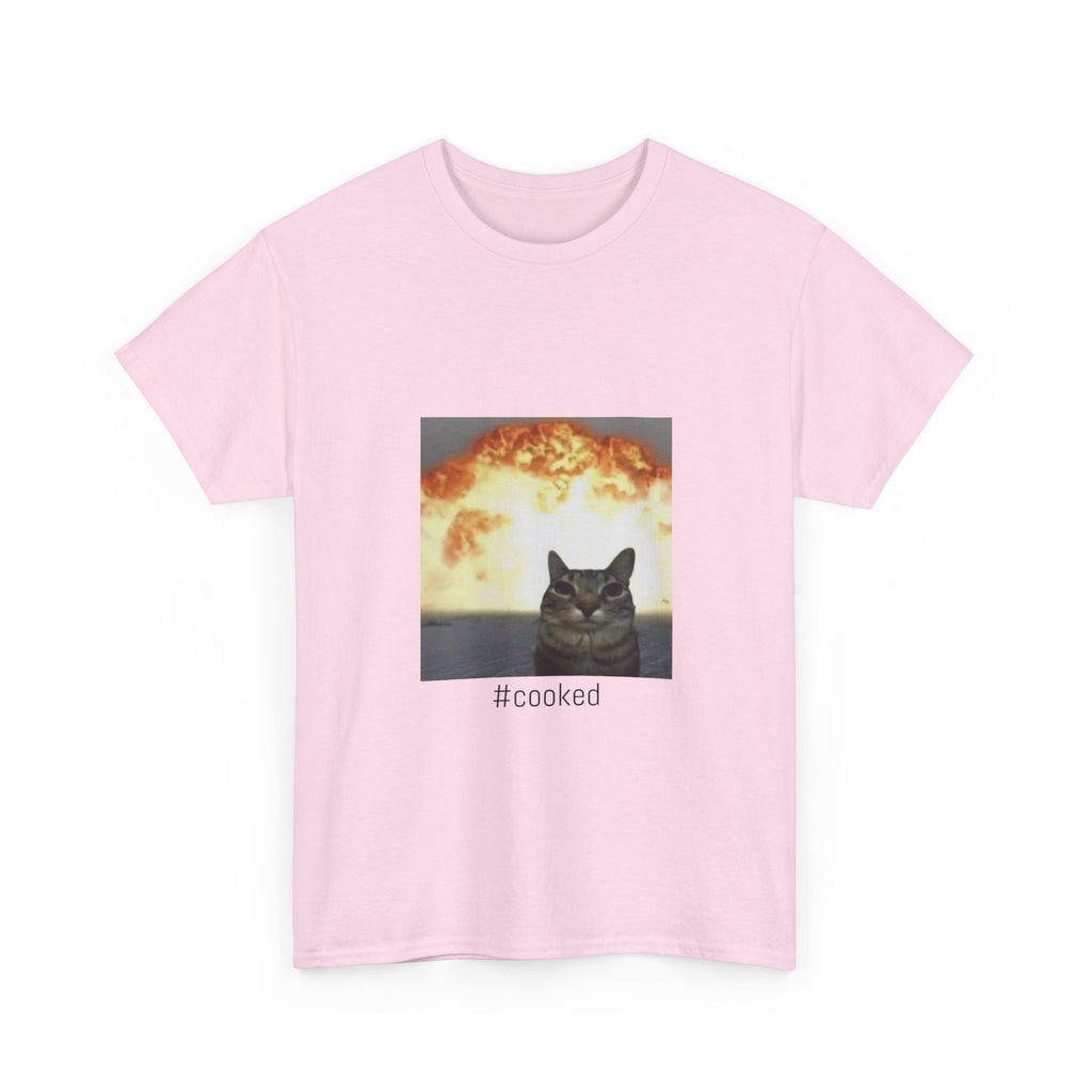 T-Shirt — #cooked Cat Meme Tee (Apocalyptic Cat Graphic)