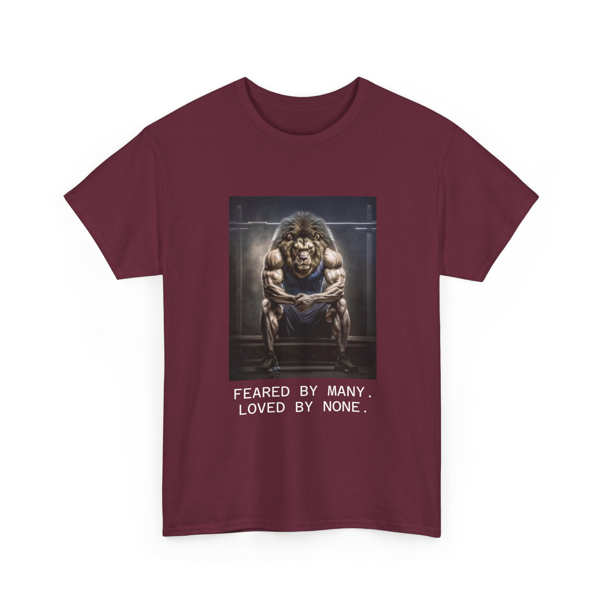Lion Portrait Tee — "Feared by Many, Loved by None" Graphic T-Shirt