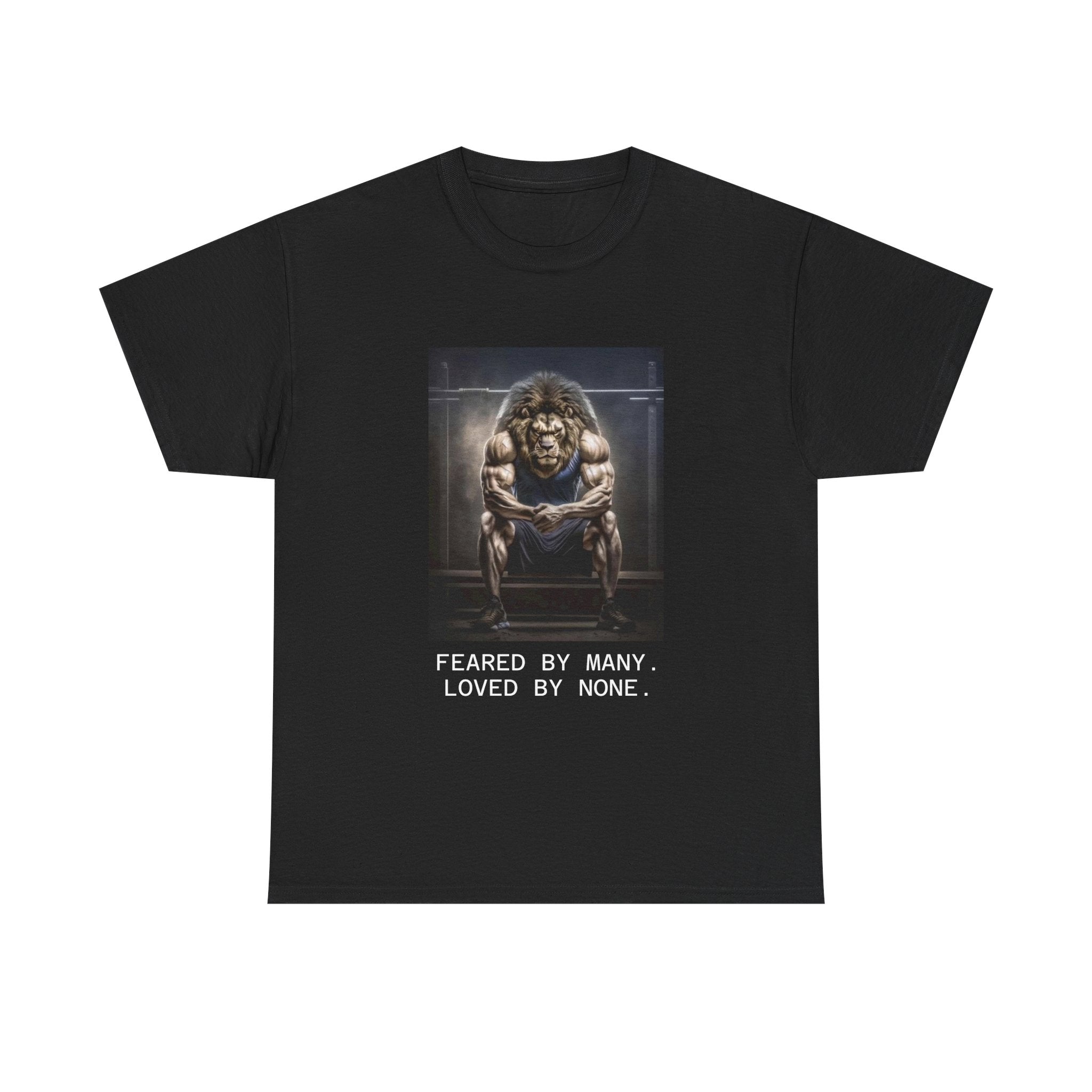 Lion Portrait Tee — "Feared by Many, Loved by None" Graphic T-Shirt