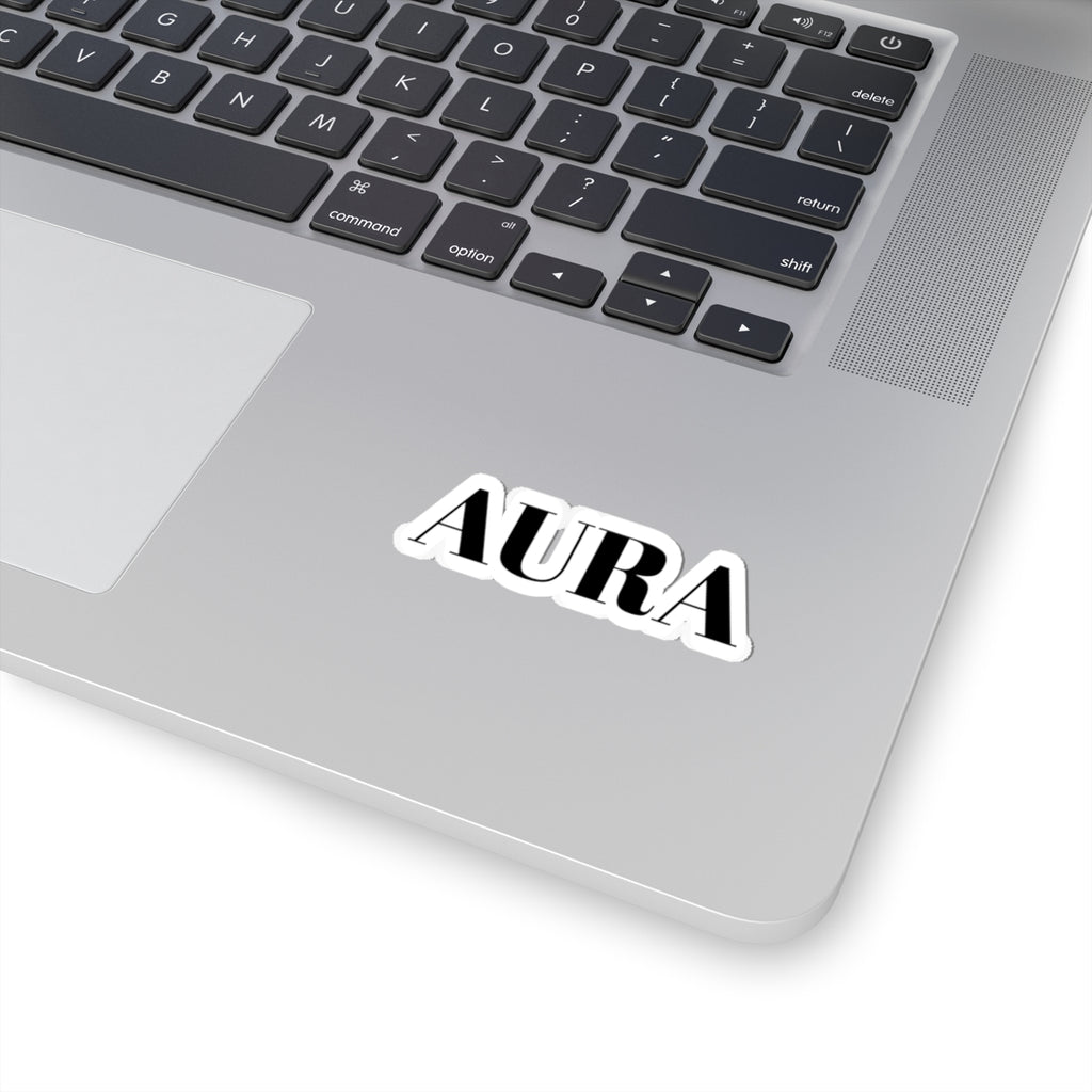 AURA Kiss-Cut Sticker — Minimal Black Serif Laptop Decal