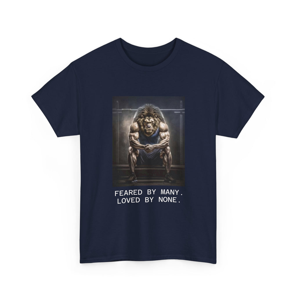 Lion Portrait Tee — "Feared by Many, Loved by None" Graphic T-Shirt