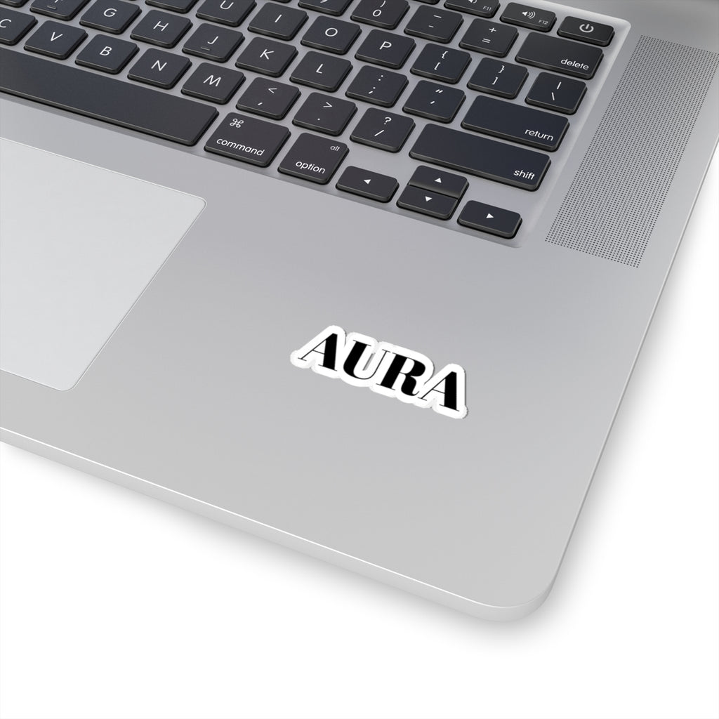 AURA Kiss-Cut Sticker — Minimal Black Serif Laptop Decal