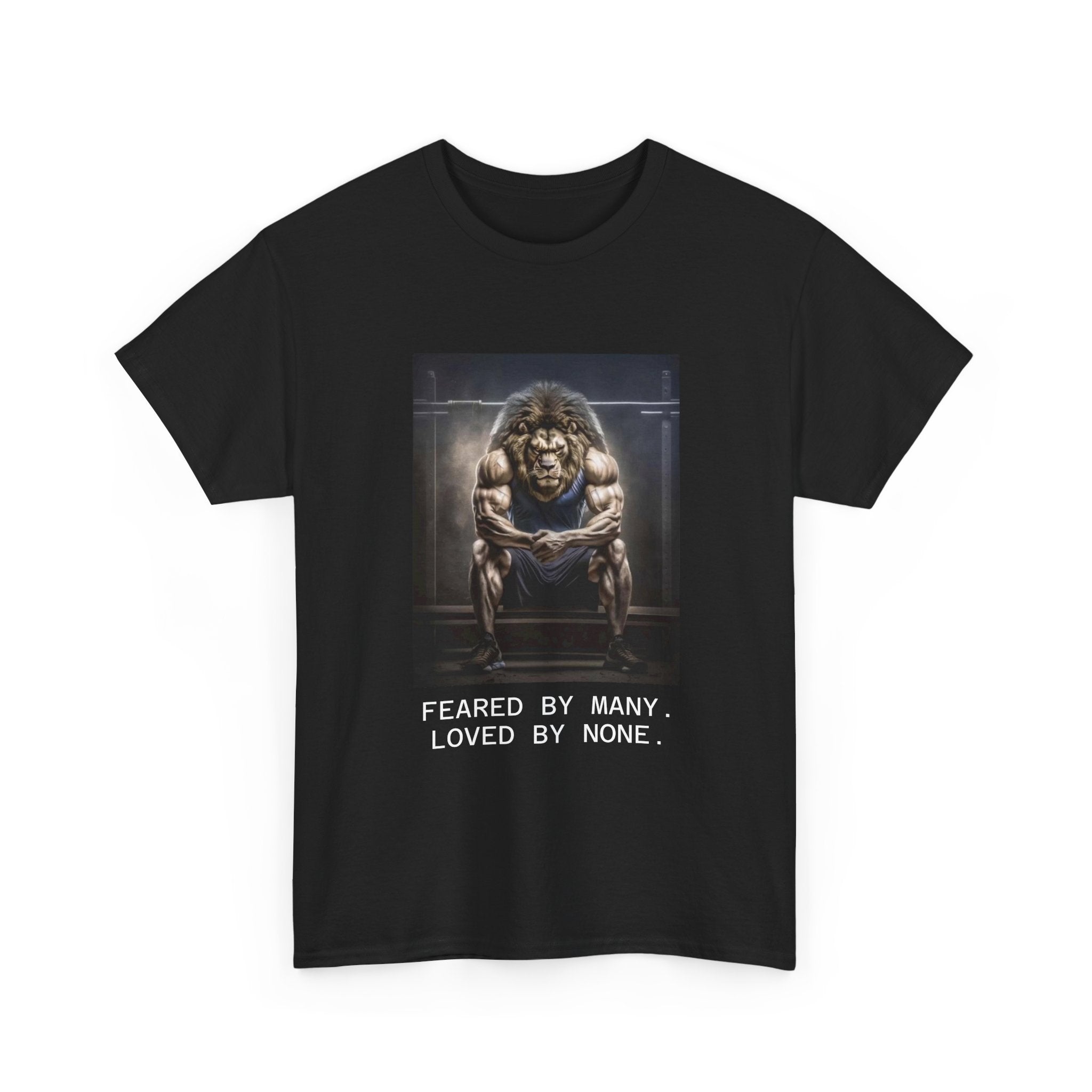 Lion Portrait Tee — "Feared by Many, Loved by None" Graphic T-Shirt